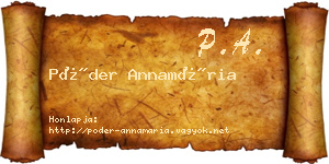 Póder Annamária névjegykártya
