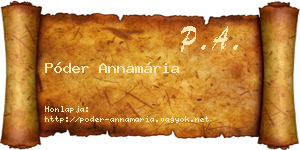 Póder Annamária névjegykártya
